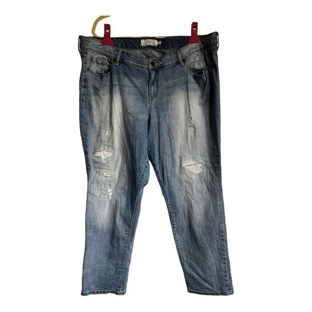 Torrid Womens High Rise Distressed Resort Skinny Stretch Denim Jeans Blue Sz 26